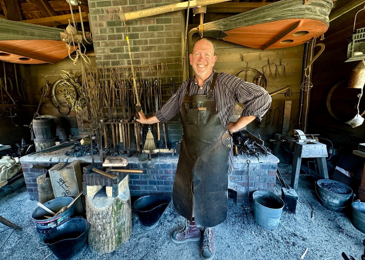 Danny Cram serves as the blacksmith at Fort Langley National Historic Site, about an hour from Vancouver, British Columbia.