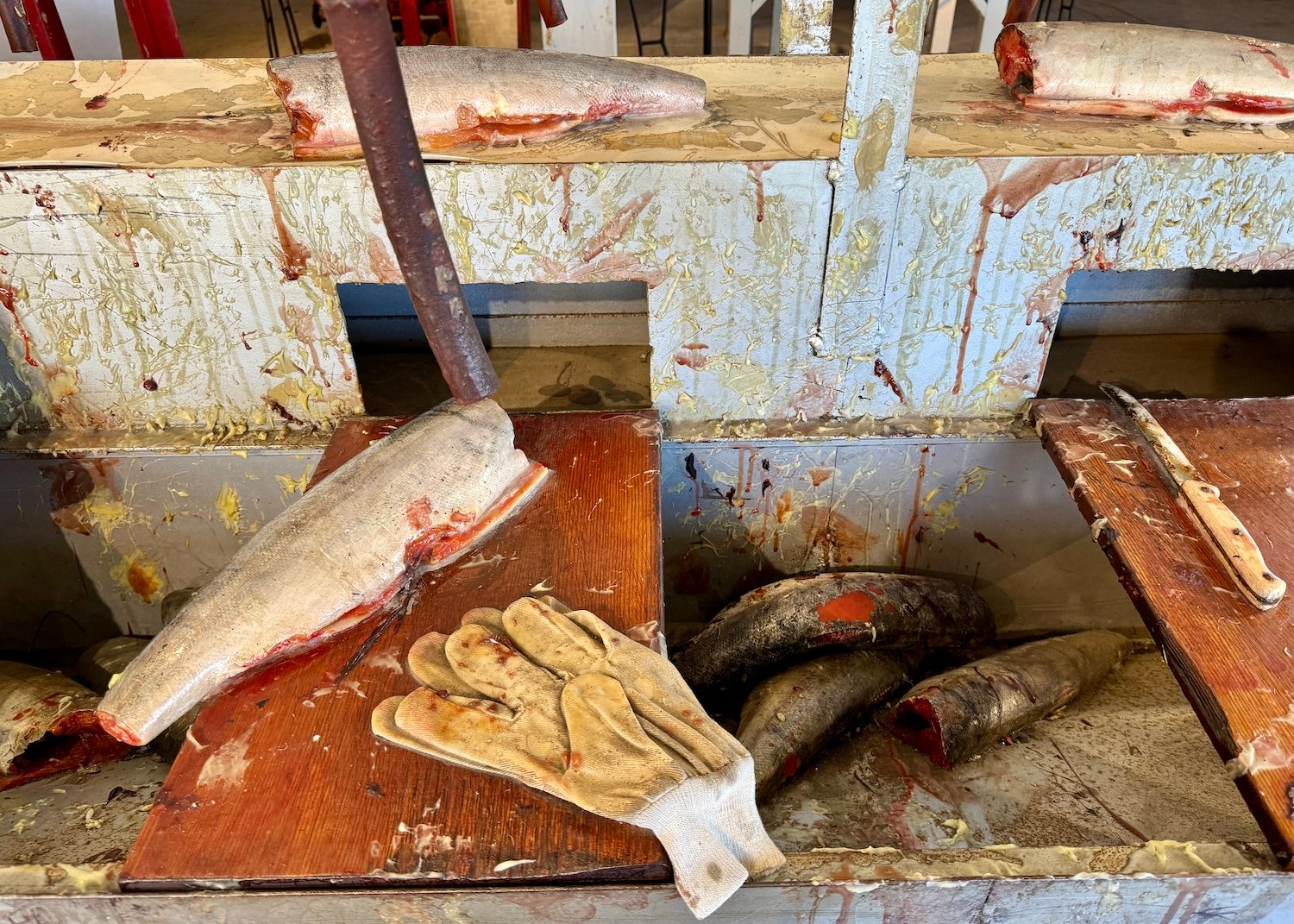 At the "sliming table" at what was once the Gulf of Georgia Cannery, workers (mainly Indigenous women) washed fish and removed scales by hand.