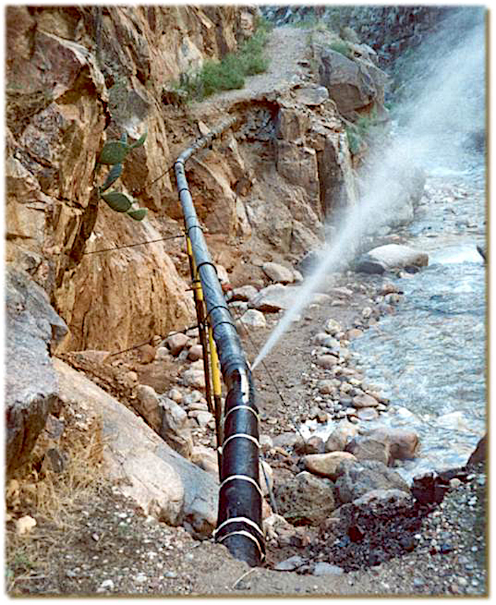 Frequent breaks in the Grand Canyon's Transcanyon Waterline have crews searching for a new water source/NPS file Frequent breaks in the Grand Canyon's Transcanyon Waterline have crews searching for a new water source/NPS file