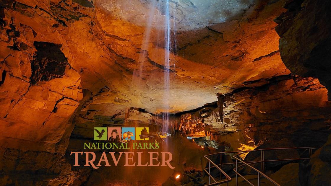 An underground waterfall at Mammoth Cave National Park. NPS photo by Ashley Decker