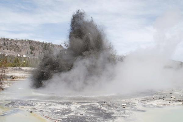 Hydrothermal explosion at Biscuit Basin in Yellowstone National Park