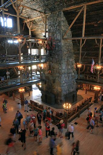 Photo of the Old Faithful Inn lobby