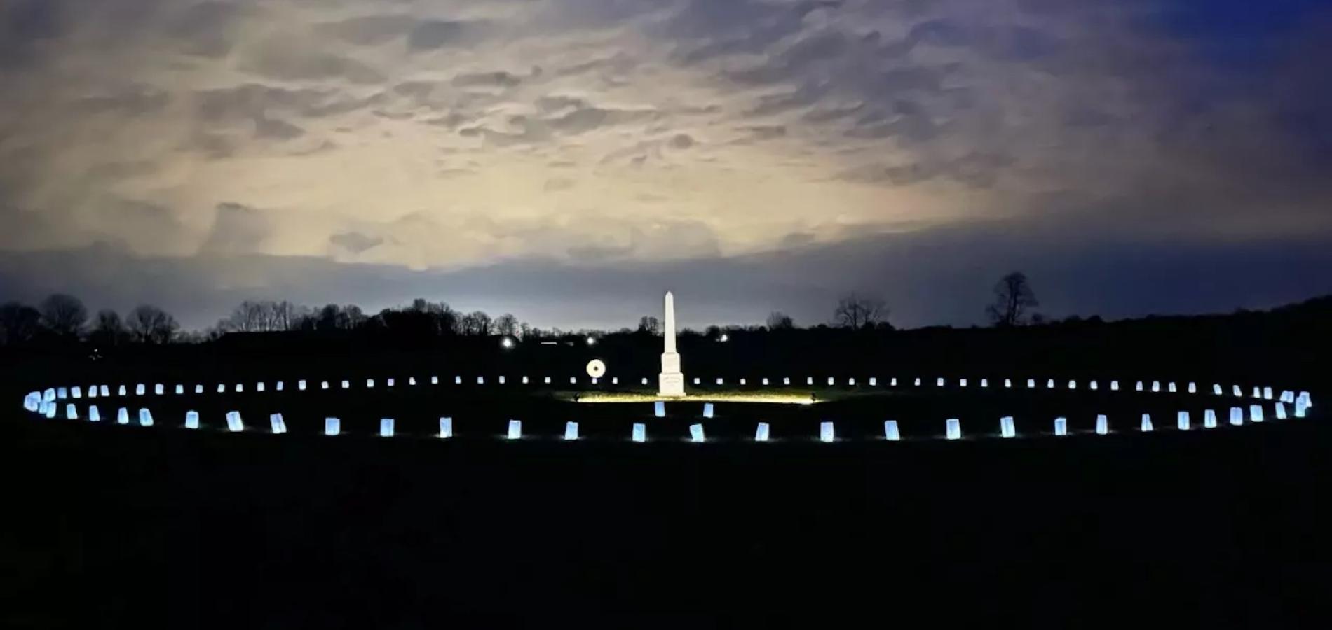 This memorial obelisk marks Graveyard 1, which is believed to hold hundreds of civilian graves from the Civil War era/NPS