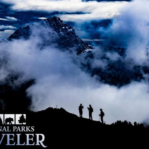 Silhouettes of three hikers on the Pacific Crest Trail. Photo by Igor Pankovcin.