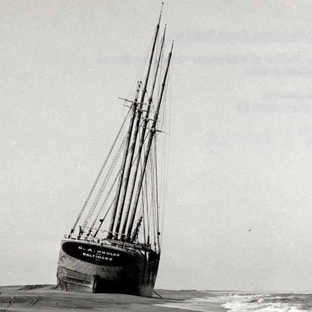 A hurricane grounded the G.A. Kohler at Cape Hatteras in 1933/NPS file