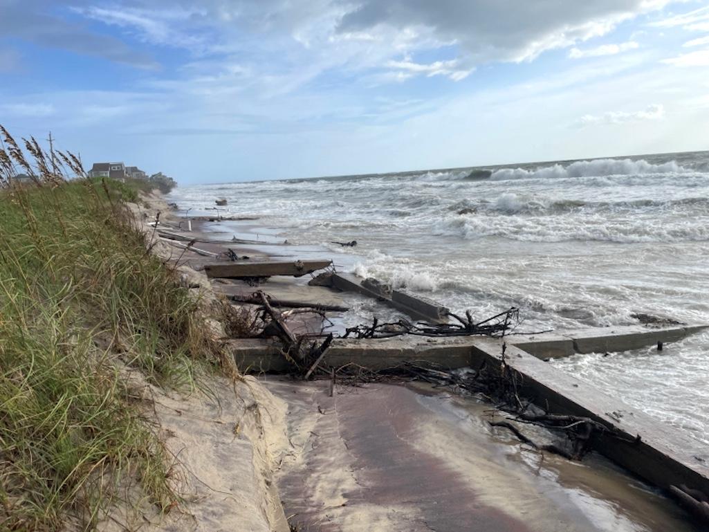 Historic military infrastructure at Cape Hatteras National Seashore has been exposed by wave action/NPS