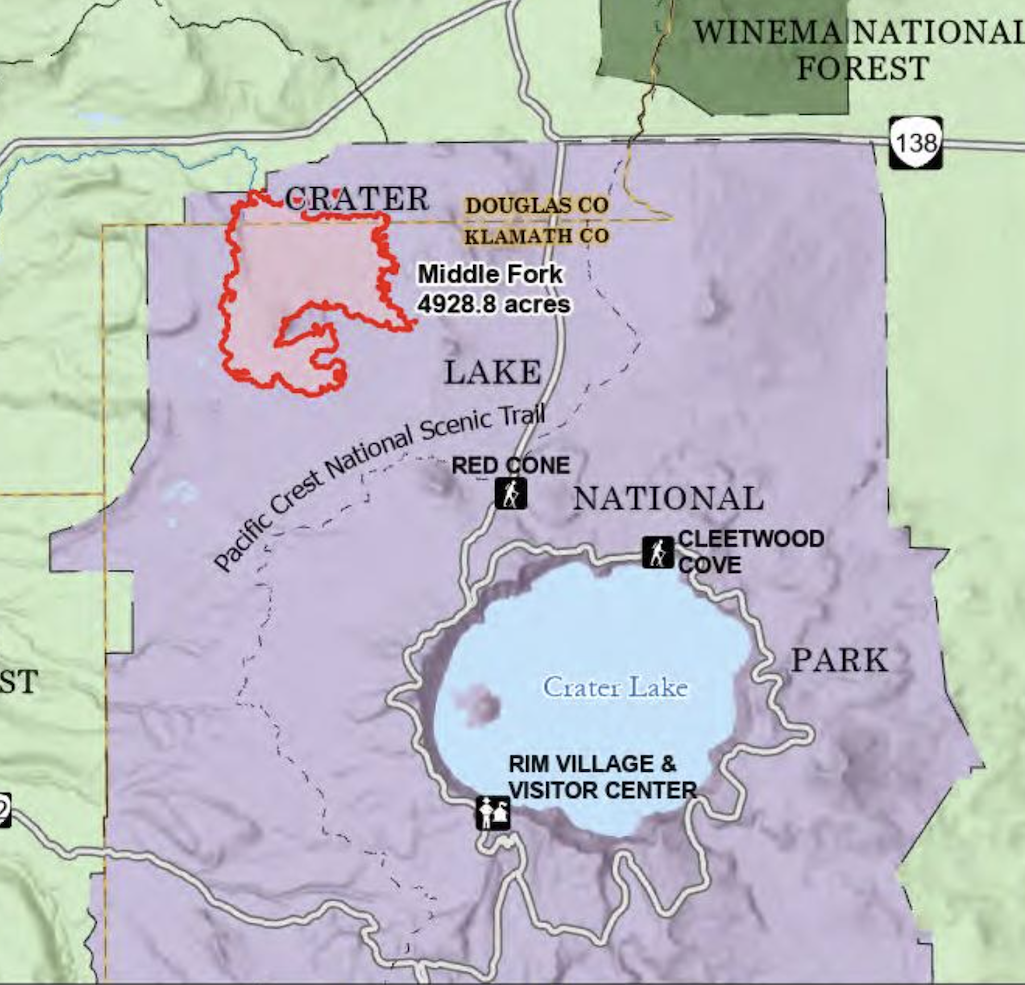 The North Entrance Road to Crater Lake National Park will be closed for about a week to allow firefighters to build containment lines to stop the Middle Fork Fore/Inciweb