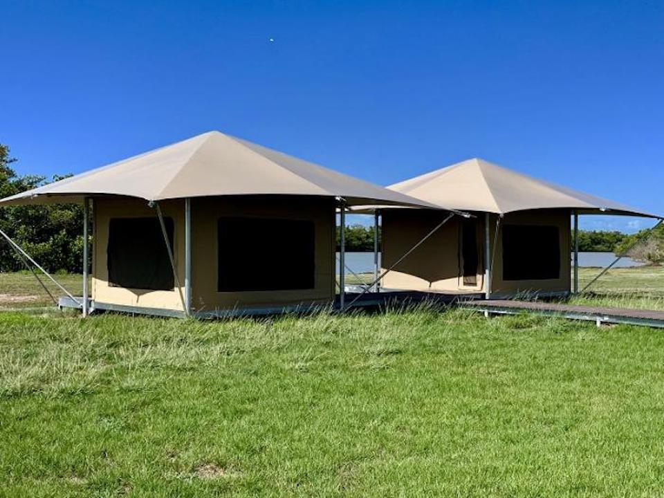 Eco tents at Flamingo are set up as duplexes.