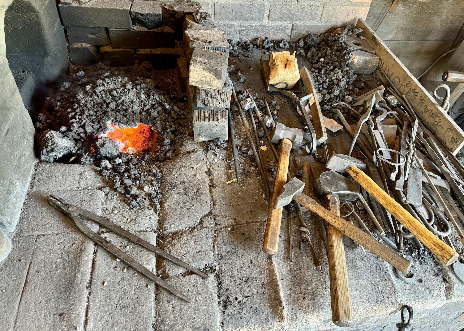 The fire at Fort Langley's blacksmith shop.