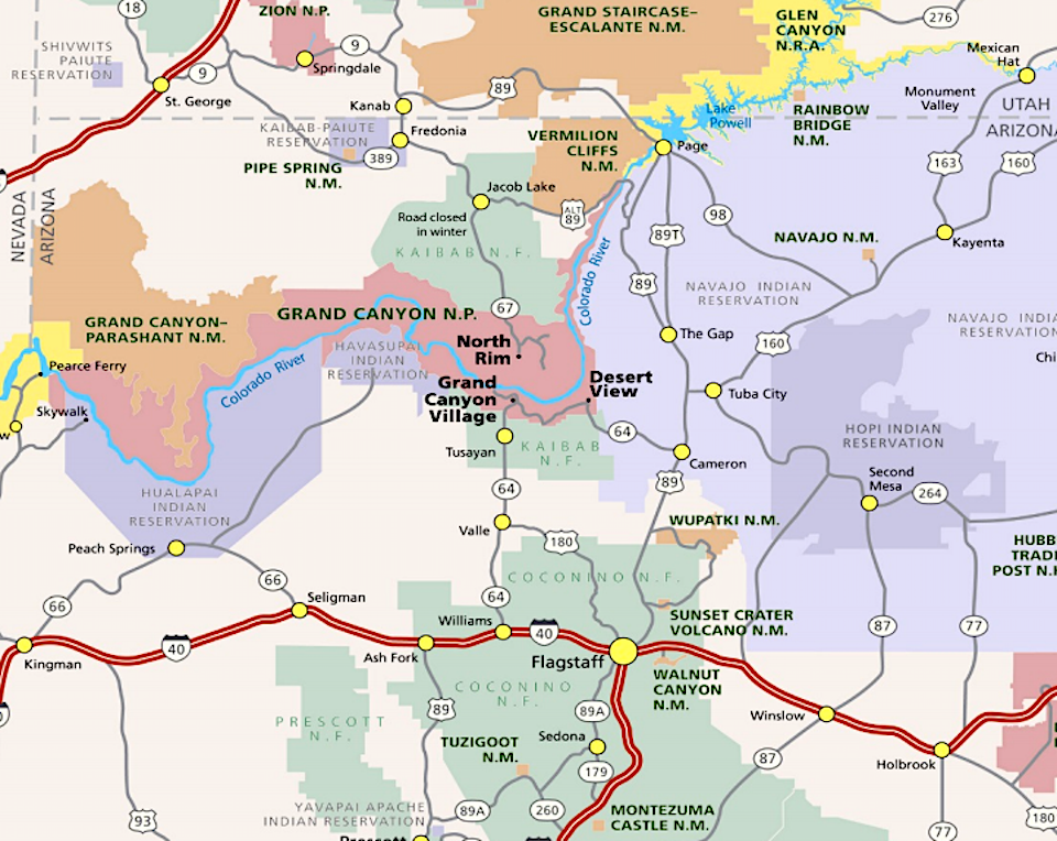 The Navajo National is instituting a travel ban through reservation lands this weekend/NPS map