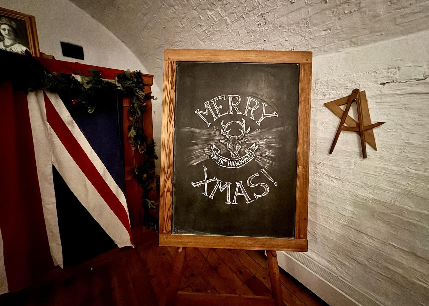 A festive chalkboard message at the Halifax Citadel.