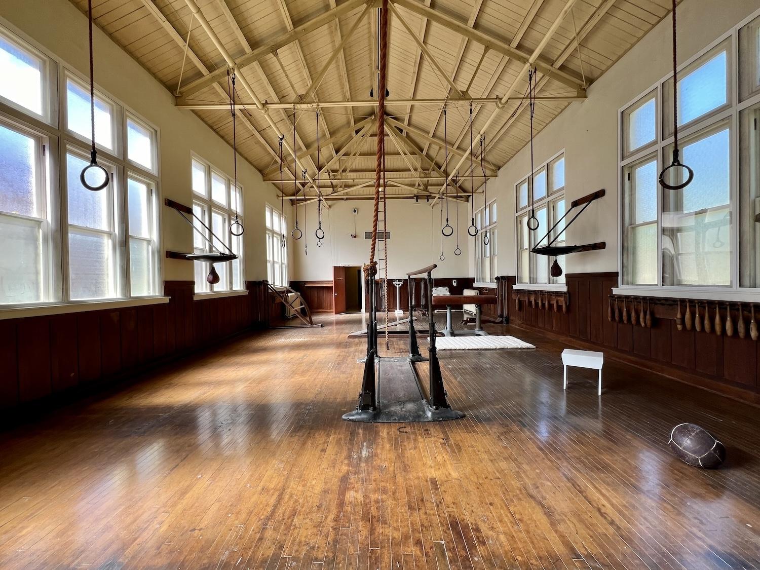 The oldest gymnasium in Arkansas, a place where Major League Baseball players once trained, is at the Hot Springs National Park visitor center/museum in the Fordyce Bathhouse.