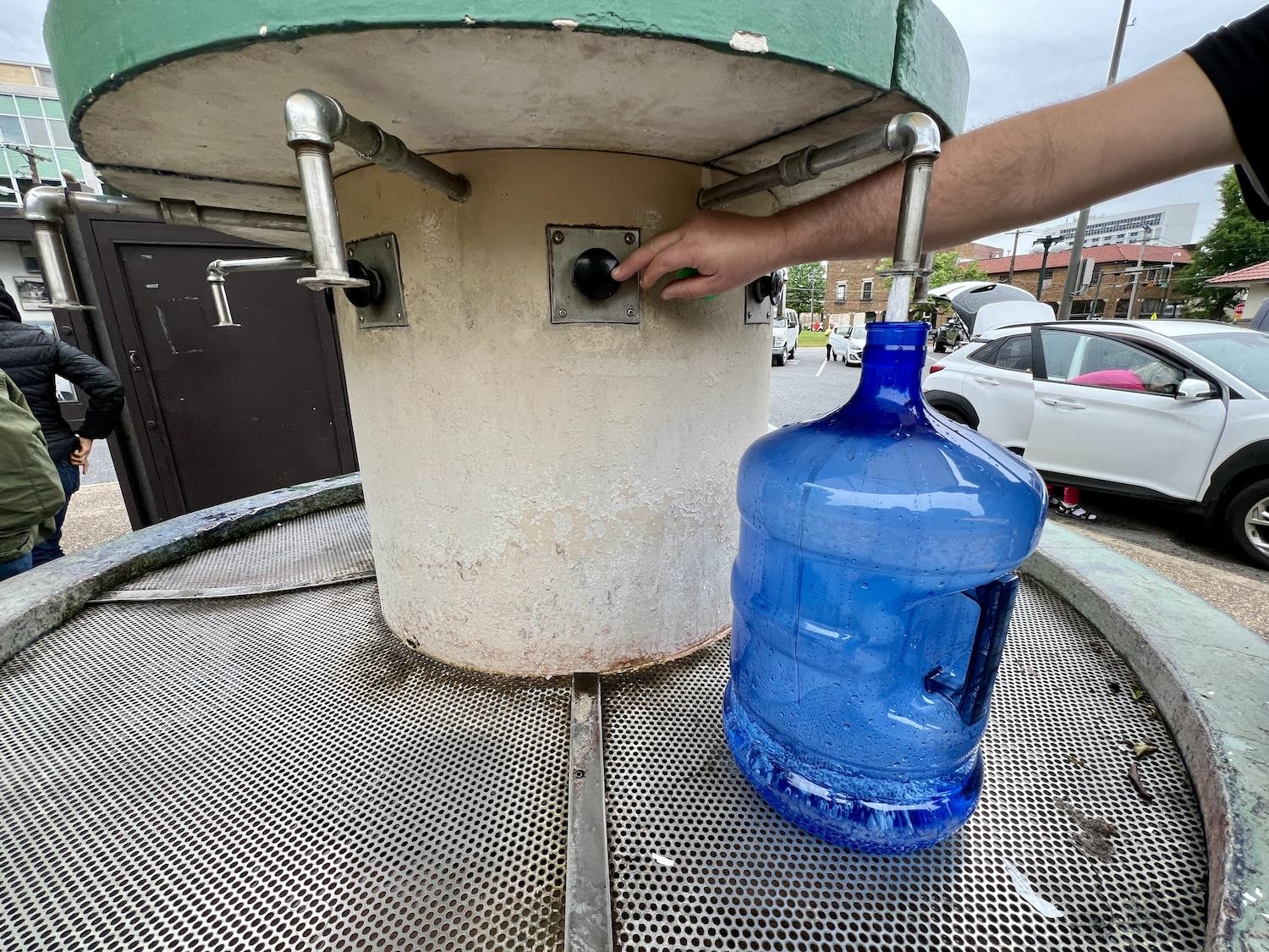 The National Parks Service offers free water at a few jug stations around Hot Springs, Arkansas.