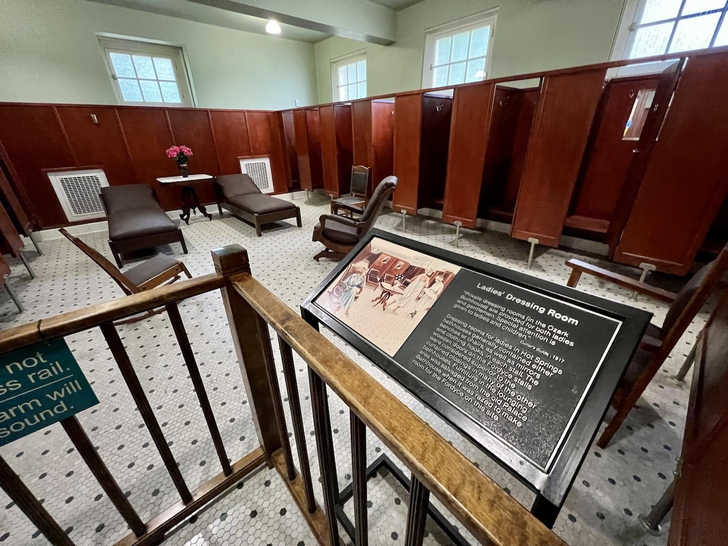 The park's visitor center shows what a dressing room for women looked like during the heyday of medical bathing.