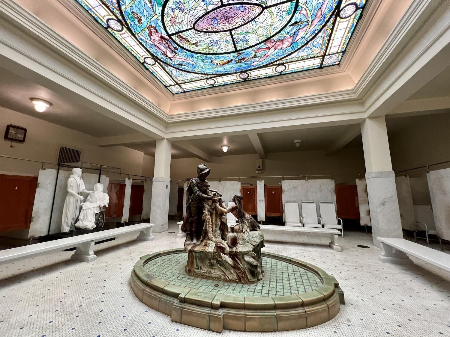 The medical bathing era was dominated by men, and the opulent men's bath hall at the Fordyce Bathhouse drives home this point.