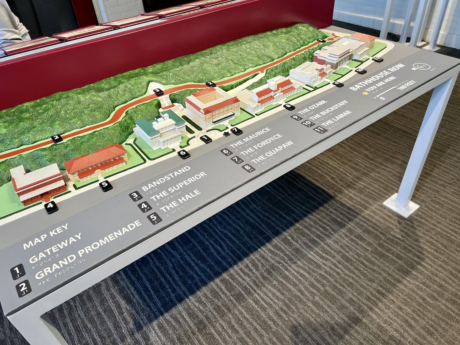 A 3D model shows how the "Bathhouse Row" side of Central Avenue in Hot Springs, Arkansas is preserved by the National Park Service.