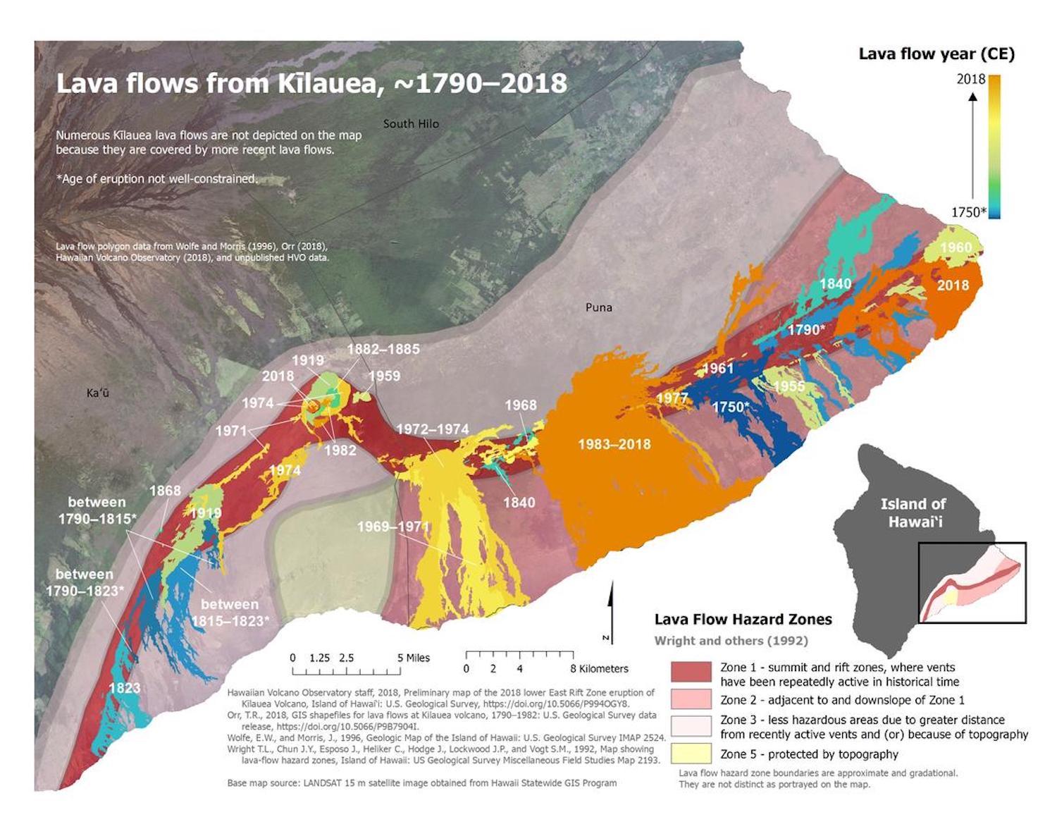 Kīlauea's eruptions dating to the late 18th century/USGS