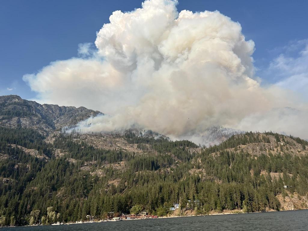 The Pioneer Fire was burning in the Boulder drainage above Stehekin Landing