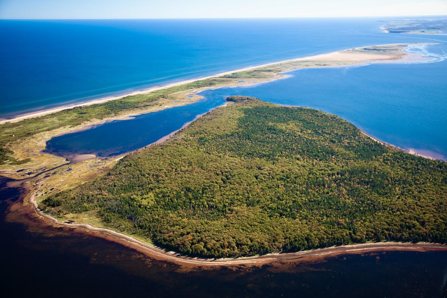 An aerial view of what will be Pituamkek National Park Reserve in Prince Edward Island.