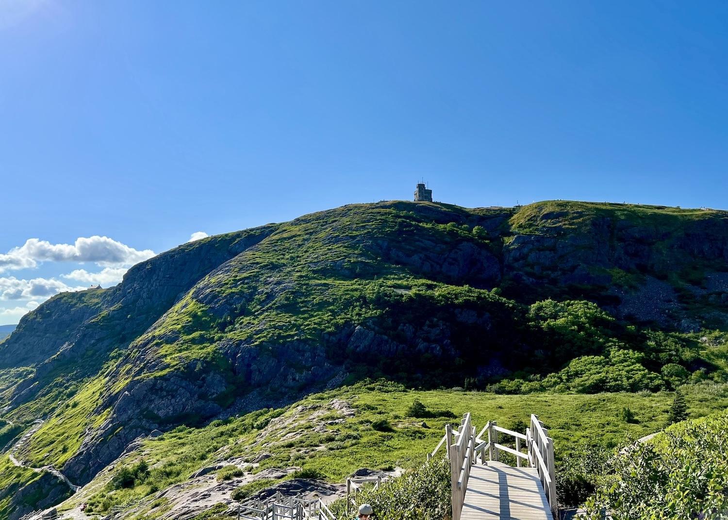 On North Head Trail, the Cabot Tower looms above Ross' Valley.