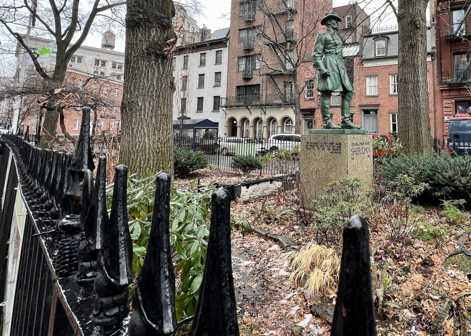 The statue of American Civil War General Philip Henry Sheridan was in Christopher Park before it became Stonewall National Monument.