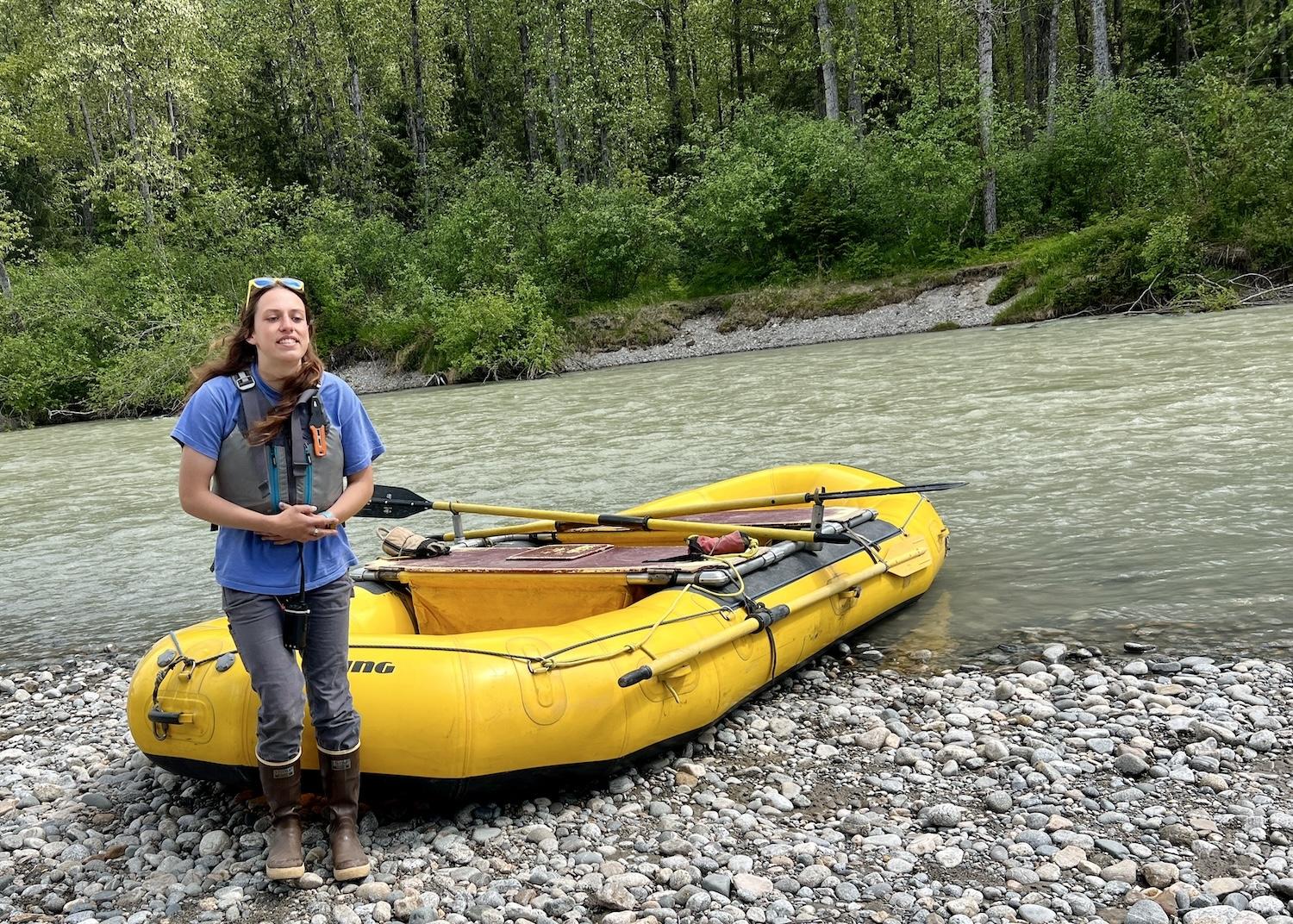 Olivia Jacobs of Chilkat Guides prepares for a scenic float down the Taiya River near the Chilkoot Trail.