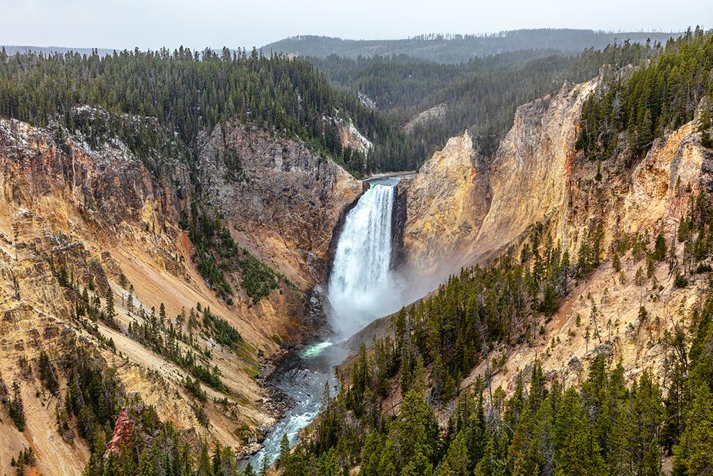 A view of lower Yellowstone Falls, less than two miles from Canyon Village, where a shooting incident occurred on the morning of July 4, 2024, in Yellowstone National Park / Rebecca Latson file